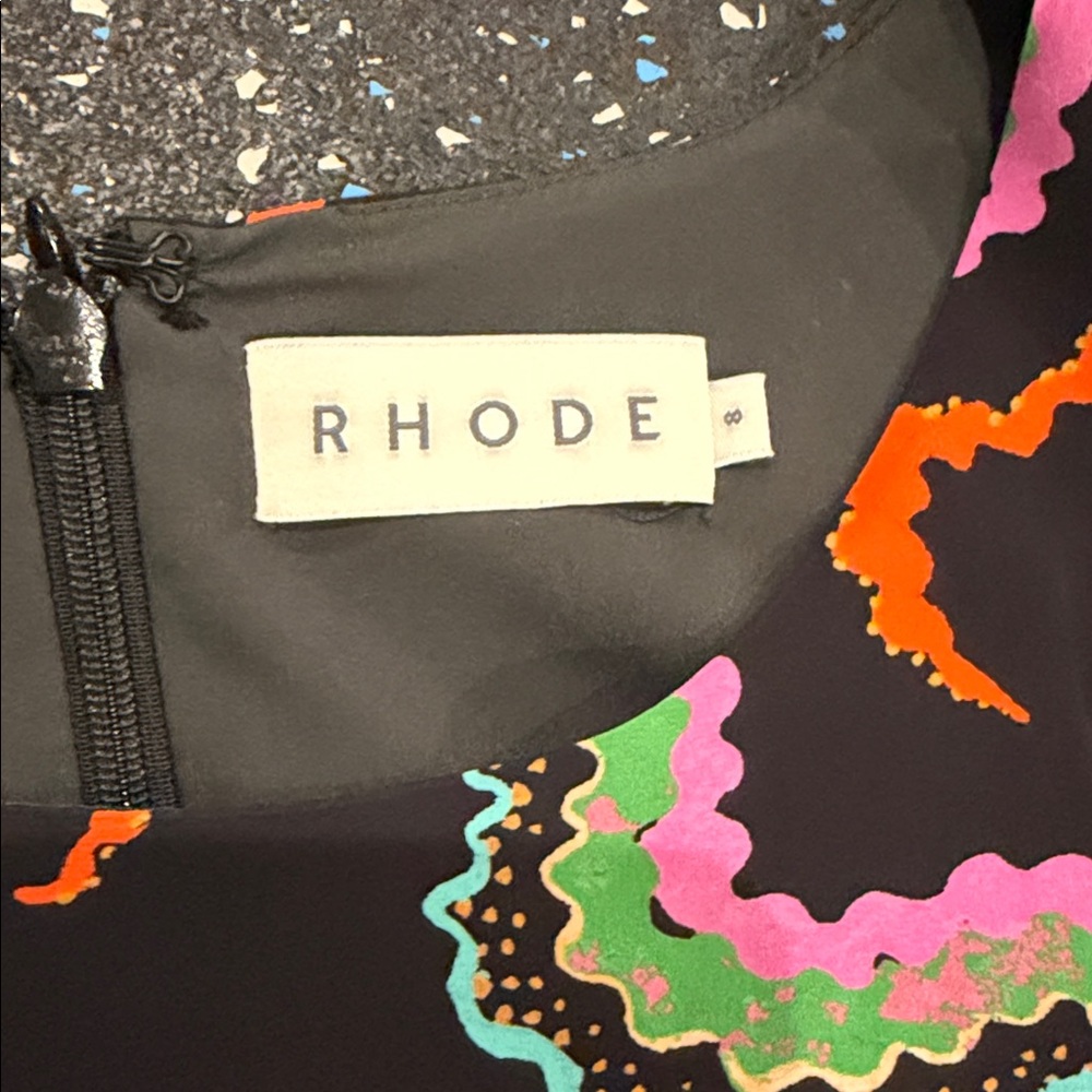 RHODE lined black multi colors Mini Dress Size 8 - Picture 2 of 6